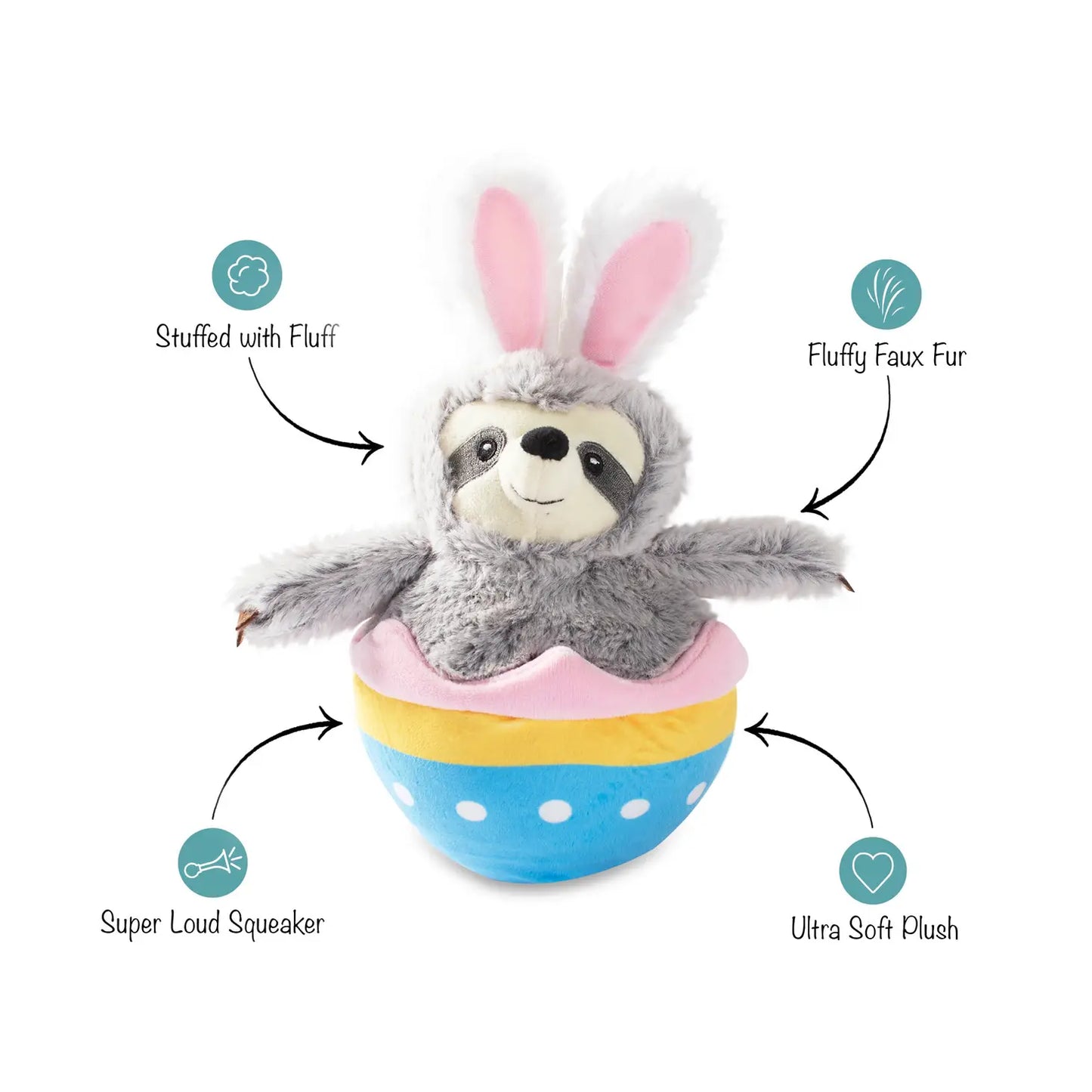 Eggstra Special Sloth-plush Dog Toy