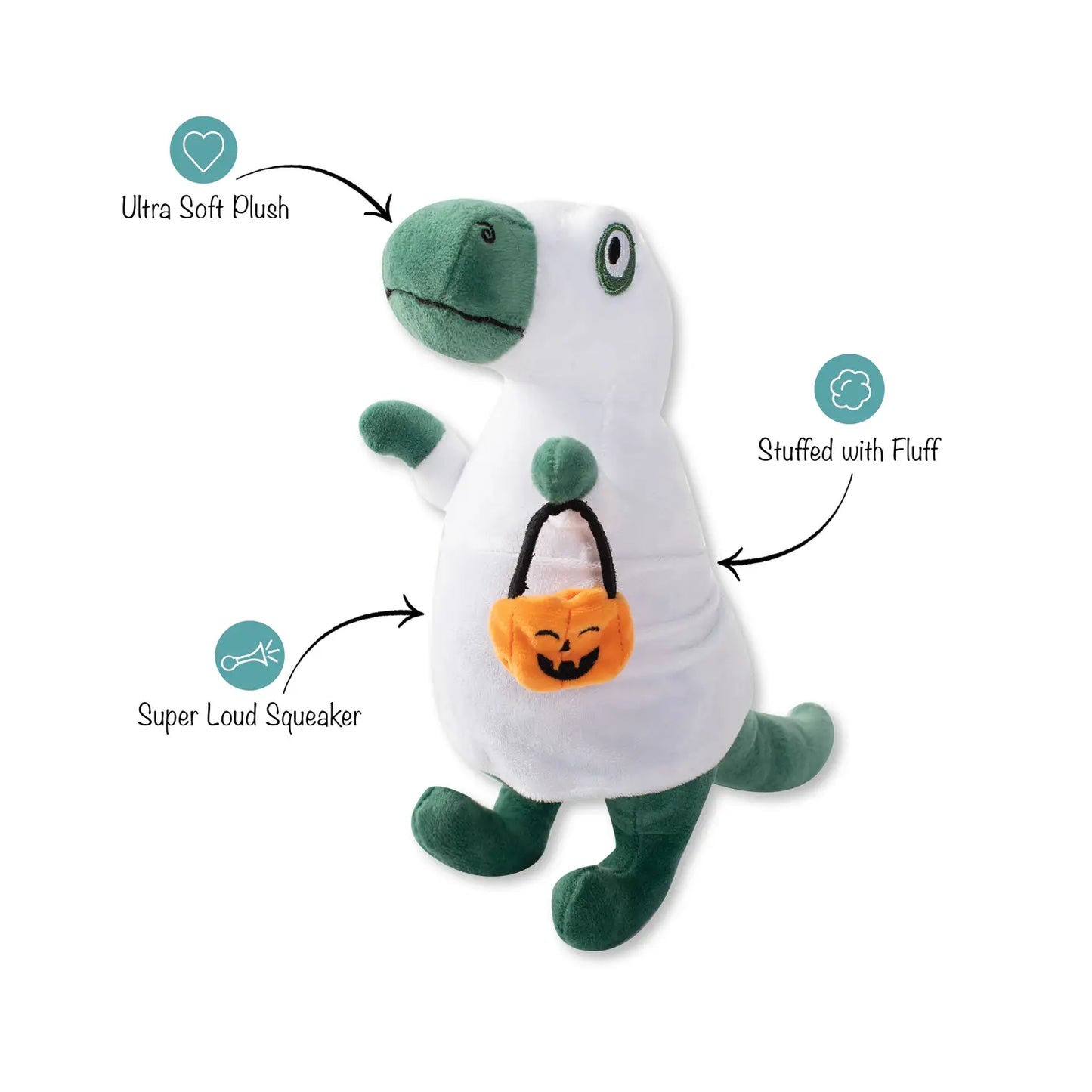 GHOSTED Rex Dog Squeaky Plush Toy