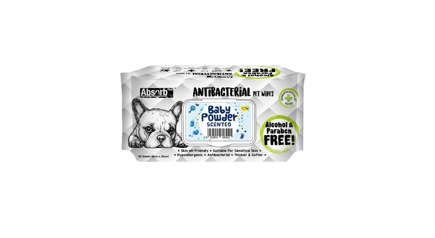 Absorb Plus AntiBacterial Pet Wipes 80pcs