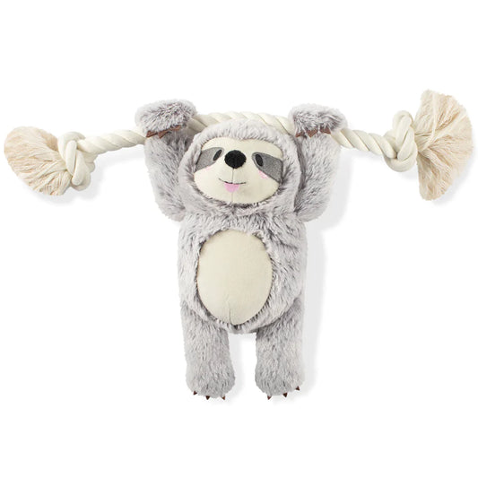 Girly Sloth On Rope, Dog Squeaky Plush Toy